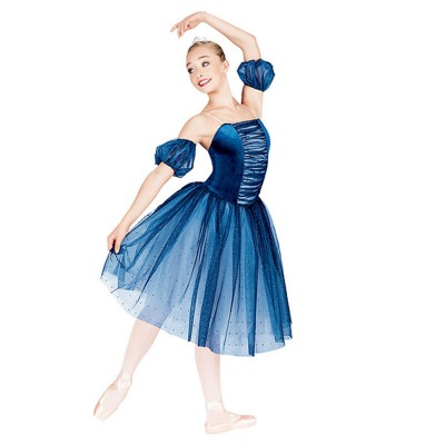 Adult or Kids Royal Blue Rhapsody Ballet Dresses With Detachable Sleeve,Ballet Dancewear Bodysuit Ballerina Dress